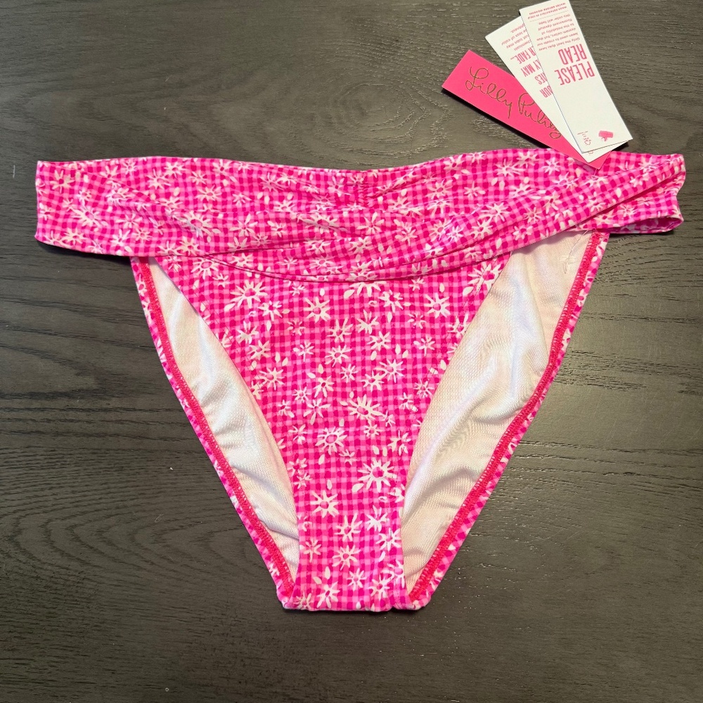 LILLY PULITZER Trey Bikini Bottom Aura Pink‎ "CHECK YOU OUT" Size 14